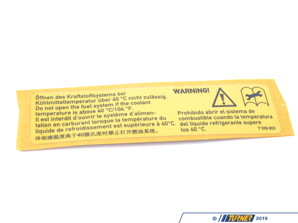 Genuine BMW Genuine BMW Notice, High-pressure Fuel S - 71227598859 71227598859
