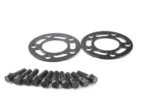 Turner Black BMW 5mm Front Wheel Spacer and Extended Bolts Kit - E24, E28, E30 M3, E31, E32, E34, E36, E38, E46, Z3, Z4