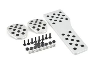 Rennline Pedal Set - 3 piece - Rubber Grip - Silver