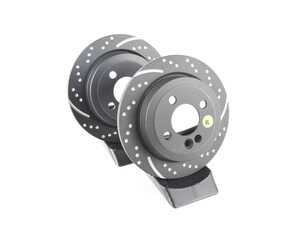 R50 to R59 Rear Brake Rotors EBC Slotted And Dimpled - Pair 10.19" (259x10)