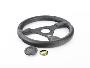 OMP Racing GP Racing Steering Wheel -- Black Polyurethane