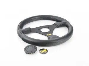 OMP Racing GP Racing Steering Wheel -- Black Polyurethane