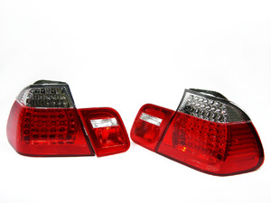 Genuine BMW E46 Sedan LED Tail Light Set - White/Red