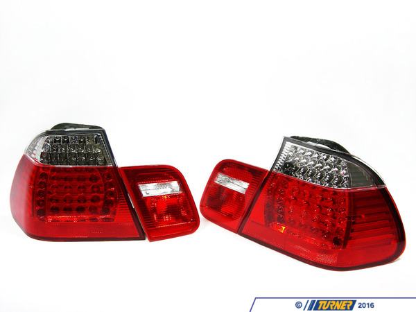 EagleEyes Genuine BMW E46 Sedan LED Tail Light Set - White/Red E464TREDLED2