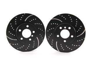 Front Cross Drilled & Slotted Brake Rotors - Pair
