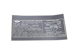 Genuine MINI Label "exhaust Emission" - 71227546240