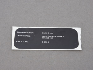Genuine MINI Homologation Label - 01292167664