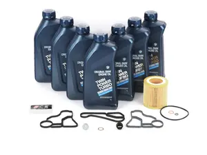 Genuine BMW- 5W-30 Oil Change & Oil Filter Housing Gasket Replacement Kit - N54, N55