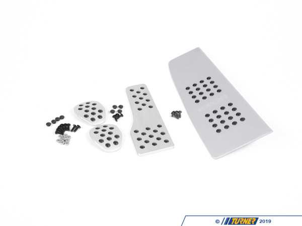 Rennline Rennline 4 Piece Rubber Grip Pedal Set - Silver - P716055SILVER - E60, E61 P716055SILVER