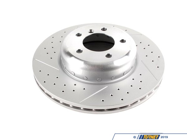 Genuine BMW M Performance Cross-Drilled & Slotted Brake Rotor - Front - E82 135i 34116786392