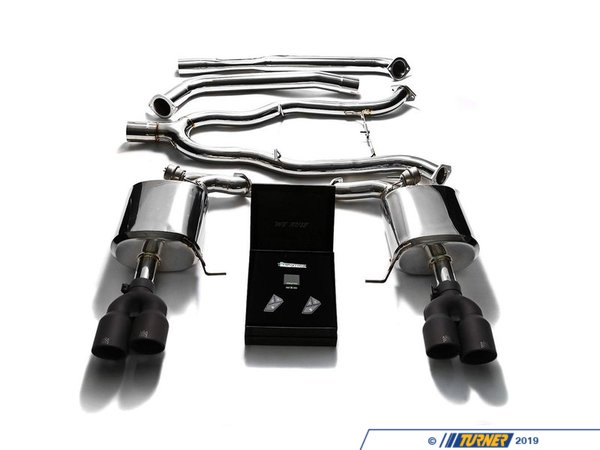 Armytrix ARMYTRIX Stainless Steel Valvetronic Catback Exhaust System - Quad Matte Black Tips - BMW F10 535i BMF13-QS17M