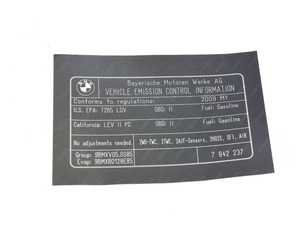Genuine BMW Label "Exhaust Emission" Mj09 - 71227842237 - E60 M5,E63 M6