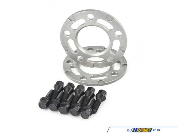 Turner Motorsport Turner Silver BMW 7.5mm Front Wheel Spacer and Extended Bolts Kit - E24, E28, E30 M3, E31, E32, E34, E36, E38, E46, Z3, Z4 twh9905003KT1