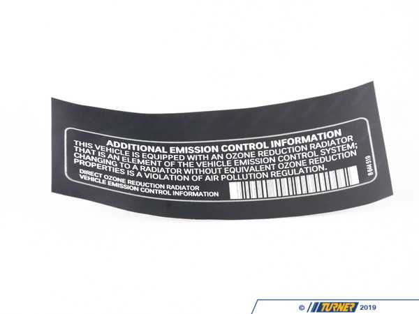 Genuine BMW "Emission Control" Label - F22,F30,F32,F33,F5X MINI 71228644519