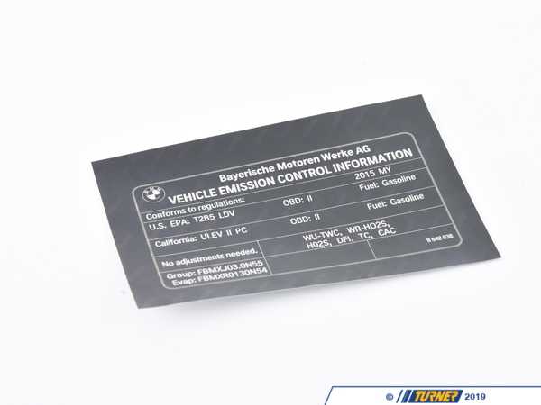 Genuine BMW Genuine BMW Label "Exhaust Emission" - 71228642538 71228642538