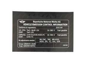 Genuine MINI Label "Exhaust Emission" - 71228655983
