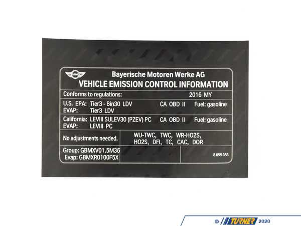 Genuine MINI Genuine MINI Label "Exhaust Emission" - 71228655983 71228655983