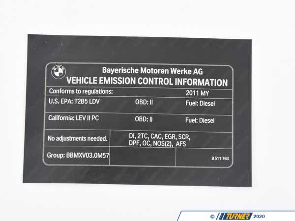 Genuine BMW Genuine BMW Label "Exhaust Emission" My11 - 71228511763 - E90 71228511763