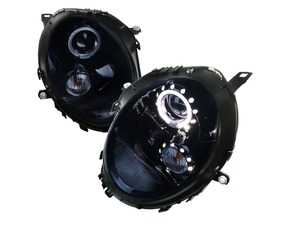 MINI R56 Halo LED Projector Black Smoke Headlights - Pair 2LHP-MINI06G-TM