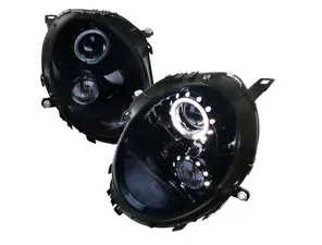 MINI R56 Halo LED Projector Black Smoke Headlights - Pair 2LHP-MINI06G-TM