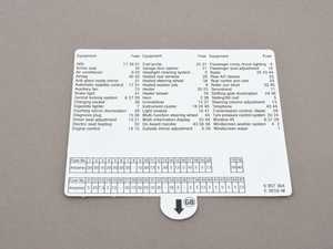 Glove Box Fuse Label - English - E39