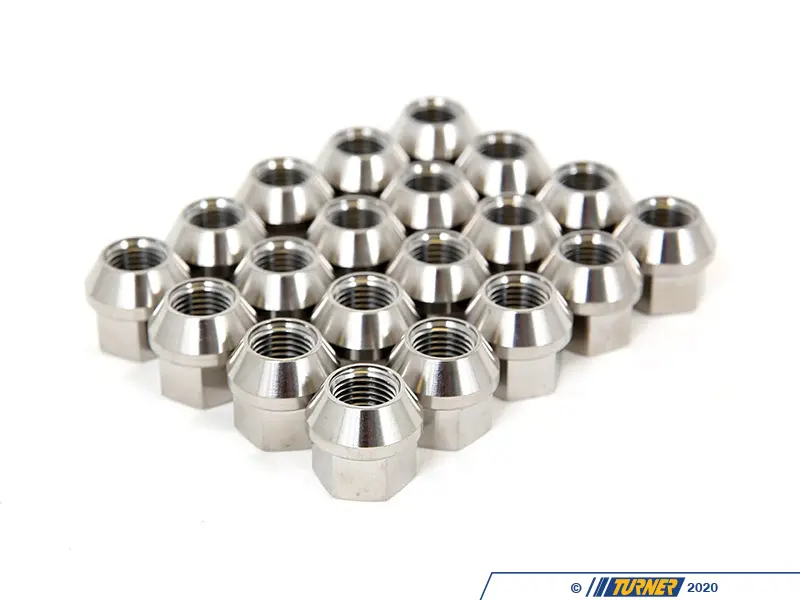 20x Closed End Titanium Lug Nuts 1/2-20 60° Seat – Hex 19, Silver, USA-Made, Lifetime Warranty