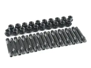 APEX M12x1.5mm BMW 5 Lug Stud Kit - Hex head Black Finish - 75mm Length 