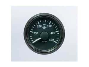 SingleViu 52mm 500psi gear pressure gauge. 0-4.5V sender required. Retail pack with harness