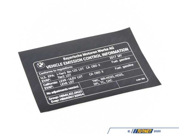 Genuine BMW LABEL EXHAUST EMISS 71228681992