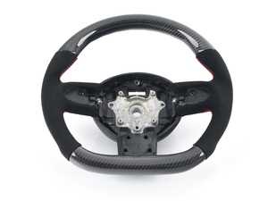 MINI R56 Flat Bottom Carbon Fiber Steering Wheel (Carbon/Alcantara/Red Stitching) NO RED Center Stripe - Gen 2