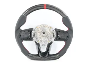ECS MINI Cooper Flat Bottom Carbon Fiber Steering Wheel (Carbon/Perforated Leather/Red Stitching/RED Center Stripe) - Gen 3
