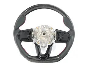 ECS MINI Cooper Flat Bottom Carbon Fiber Steering Wheel (Carbon/Perforated Leather/Red Stitching) NO RED Center Stripe - Gen 3
