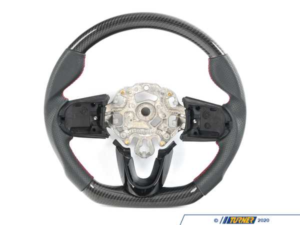 ECS ECS MINI Cooper Flat Bottom Carbon Fiber Steering Wheel (Carbon/Perforated Leather/Red Stitching) NO RED Center Stripe - Gen 3 BM152-F5614-CP-R
