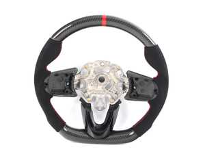 ECS MINI Cooper Flat Bottom Carbon Fiber Steering Wheel (Carbon/Alcantara/Red Stitching/RED Center Stripe) - Gen 3