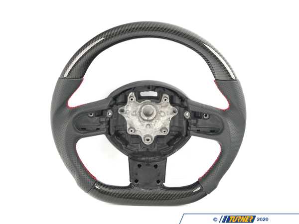 ECS ECS Flat Bottom Carbon Fiber Steering Wheel (Carbon/Perforated Leather/Red Stitching) NO Red Center Stripe- Gen 2 - MINI Cooper BM152-R5606-CP-R