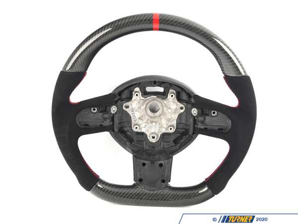 ECS MINI R56 Flat Bottom Carbon Fiber Steering Wheel (Carbon/Alcantara/Red Stitching/Red Center Stripe)- Gen 2 BM152-R5606-CARR
