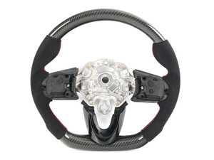 ECS MINI Cooper Flat Bottom Carbon Fiber Steering Wheel (Carbon/Alcantara/Red Stitching)NO RED Center Stripe - Gen 3