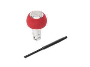 BFI GS2 Automatic Shift Knob - Silver w/ Red Alcantara - E82/88 E9X E85/89 Z4 (Automatic Trans)