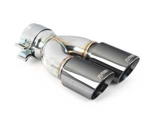 Turner Motorsport Rolled Angle Exhaust Tip - 3.0 Inlet - 3.0 OD - Stepped Left - Black Chrome
