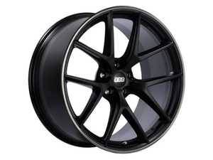 20" BBS CI-R Satin Black With Polished Rim Protector - Staggered Set