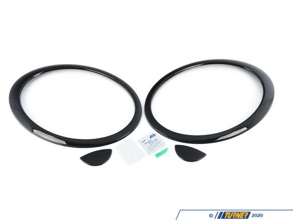 ECS Headlight Trim Covers Gloss Black With Washer Covers - Set 51132254895KT
