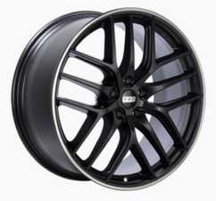 20" BBS CC-R Satin Black With Polished Rim Protector - Staggered Set