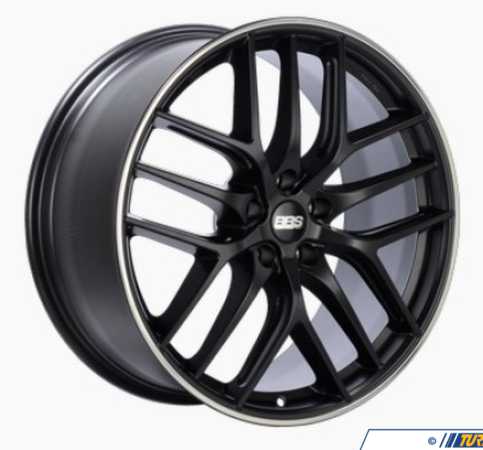 BBS 20" BBS CC-R Satin Black With Polished Rim Protector - Staggered Set cc0302bpoKT