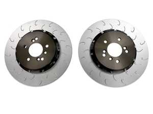 034 Motorsport 2-Piece Rear Brake Rotor Kit - 370x24mm - Silver Hats - BMW F8X M2 M3 M4