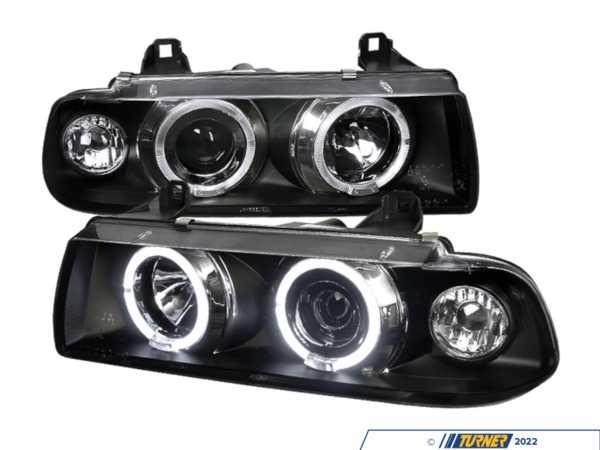 Spec-D Tuning BMW E36 LED Halo Projector Headlight Set - Matte Black LHPE3621PCJMTM