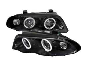 Spec-D Dual Halo Projector Headlight Set - Matte Black Housing/Clear Lens - E46