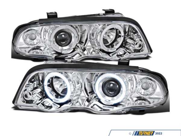 Spec-D Tuning Spec-D Dual Halo Projector E46 Headlight Set - Chrome Housing/Clear Lens  LHPE46994TM