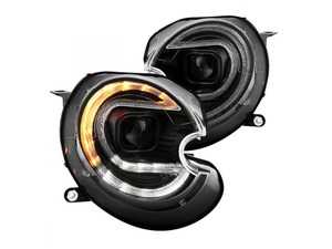 MINI R56-R59 Sequential Projector LED DRL Halogen Headlights F56 MINI SE LCI Style Pair PRO-YD-MC07V2SI-SBLB-BK
