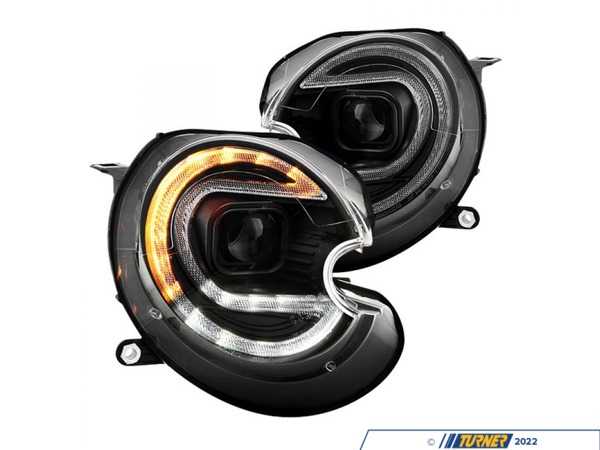 Spyder MINI R56-R59 Sequential Projector LED DRL Halogen Headlights F56 MINI SE LCI Style Pair PRO-YD-MC07V2SI-SBLB-BK PR0-YD-MC07V2SI-