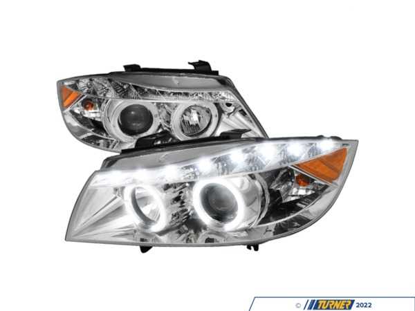 Spec-D Tuning Spec D Dual Halo Projector Headlights with LED Light Strip - Chrome Housing/Clear Lens - E90 Pre LCI 2LHPE90058TM